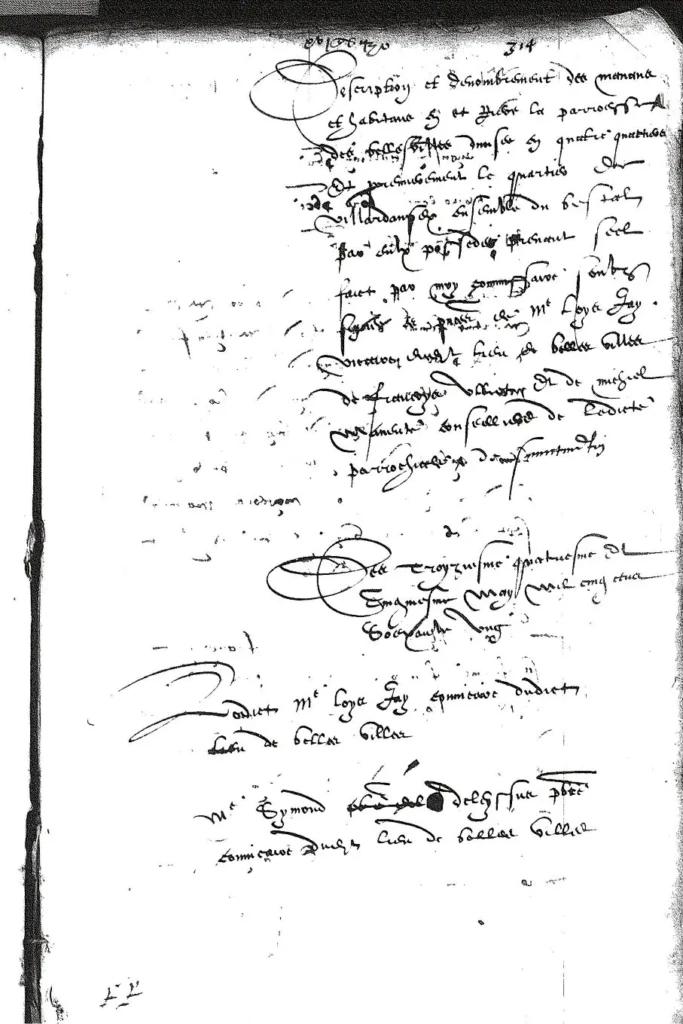 Page du dénombrement pour la gabelle à Saint-Martin-de-Belleville en 1561, document fiscal manuscrit.