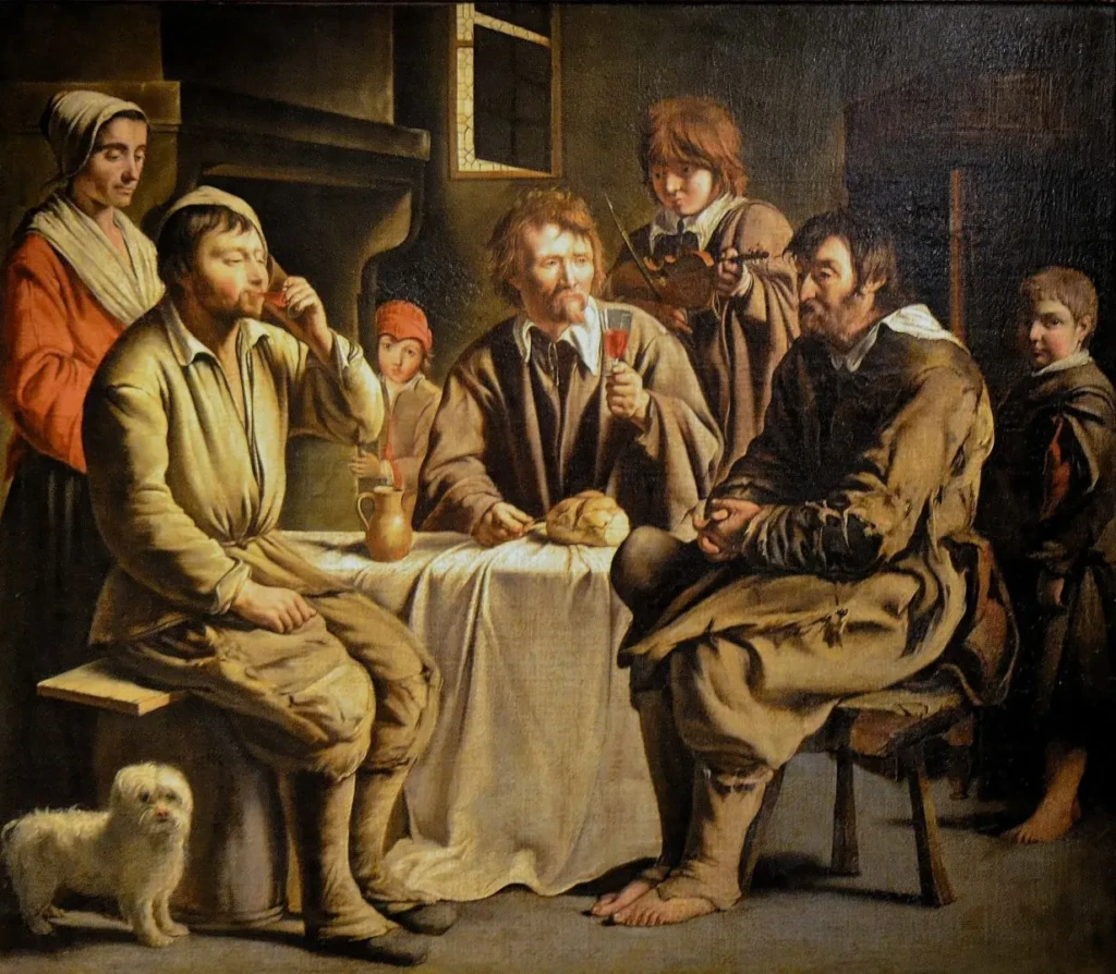 Le Repas de paysans, peinture de Mathieu et Louis Le Nain représentant une scène de vie rurale au XVIIe siècle.