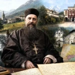 Illustration réaliste de Marie-Julien Dunand entre la Tarentaise savoyarde et le Sichuan, avec paysages alpins, cathédrale de Chengdu et séminaire de Bailu.
