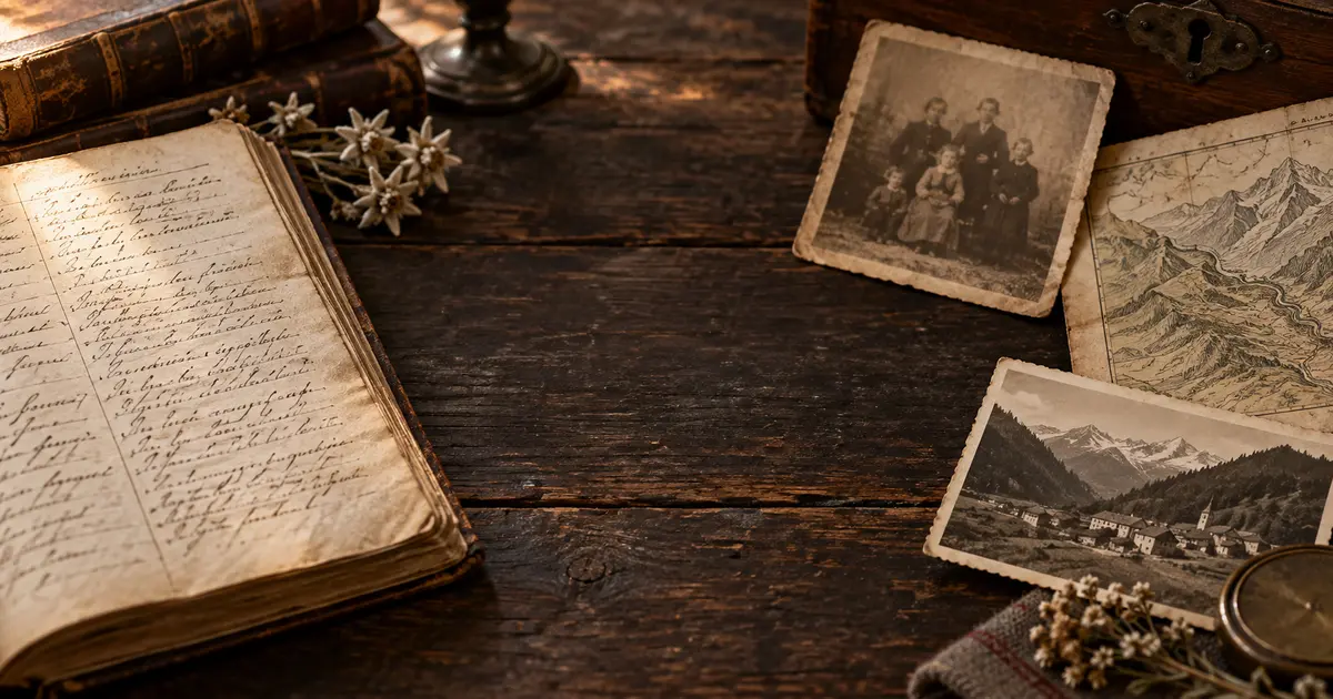 Photographies de famille, registre ancien et carte de la vallée des Belleville