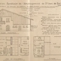 Plan de reconstruction d’une maison de Saint-Jean-de-Belleville après l’incendie de 1928, extrait du projet du Génie rural
